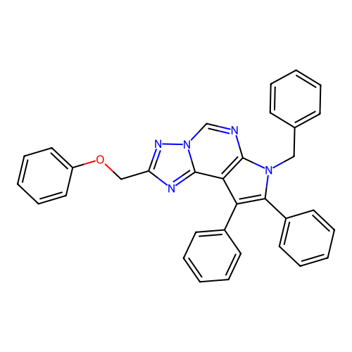 7-benzyl-2-(phenoxymethyl)-8,9-diphenyl-7H-pyrrolo[3,2-e][1,2,4]triazolo[1,5-c]pyrimidine structure