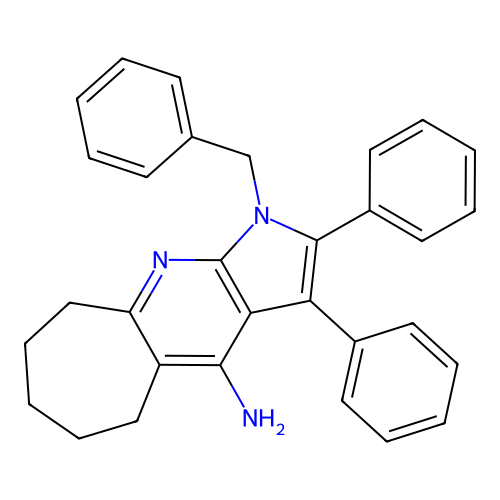 1-benzyl-2,3-diphenyl-1,5,6,7,8,9-hexahydrocyclohepta[b]pyrrolo[3,2-e]pyridin-4-amine structure