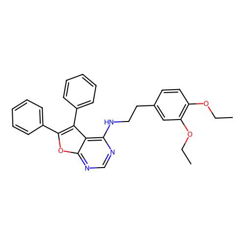 N-[2-(3,4-diethoxyphenyl)ethyl]-5,6-diphenylfuro[2,3-d]pyrimidin-4-amine structure