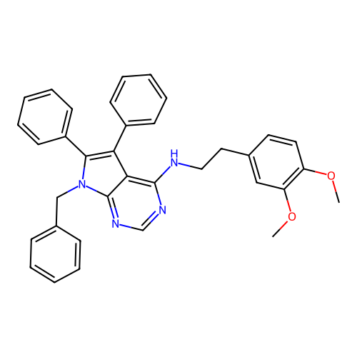 7-benzyl-N-[2-(3,4-dimethoxyphenyl)ethyl]-5,6-diphenyl-7H-pyrrolo[2,3-d]pyrimidin-4-amine structure