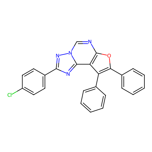 2-(4-Chlorophenyl)-8,9-diphenylfuro[3,2-e][1,2,4]triazolo[1,5-c]pyrimidine structure