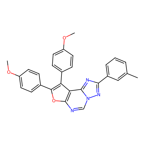8,9-bis(4-methoxyphenyl)-2-(3-methylphenyl)furo[3,2-e][1,2,4]triazolo[1,5-c]pyrimidine structure