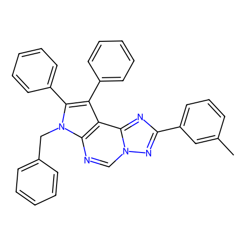 7-benzyl-2-(3-methylphenyl)-8,9-diphenyl-7H-pyrrolo[3,2-e][1,2,4]triazolo[1,5-c]pyrimidine structure