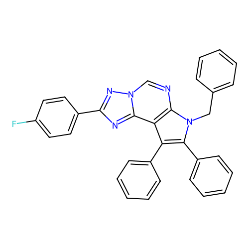 7-benzyl-2-(4-fluorophenyl)-8,9-diphenyl-7H-pyrrolo[3,2-e][1,2,4]triazolo[1,5-c]pyrimidine structure