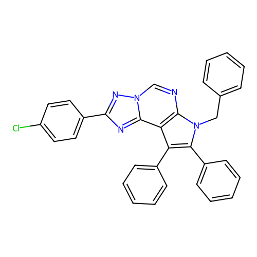 7-benzyl-2-(4-chlorophenyl)-8,9-diphenyl-7H-pyrrolo[3,2-e][1,2,4]triazolo[1,5-c]pyrimidine structure