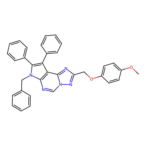 4-[(7-BENZYL-8,9-DIPHENYL-7H-PYRROLO[3,2-E][1,2,4]TRIAZOLO[1,5-C]PYRIMIDIN-2-YL)METHOXY]PHENYL METHYL ETHER structure