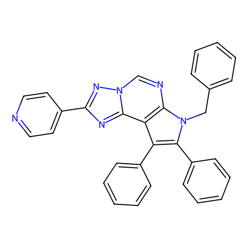 7-benzyl-8,9-diphenyl-2-(pyridin-4-yl)-7H-pyrrolo[3,2-e][1,2,4]triazolo[1,5-c]pyrimidine structure