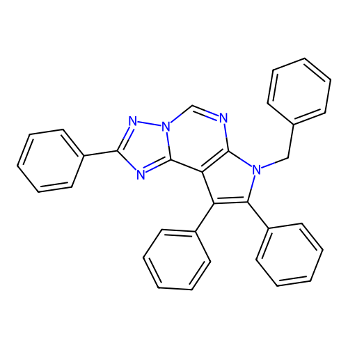 7-benzyl-2,8,9-triphenyl-7H-pyrrolo[3,2-e][1,2,4]triazolo[1,5-c]pyrimidine structure