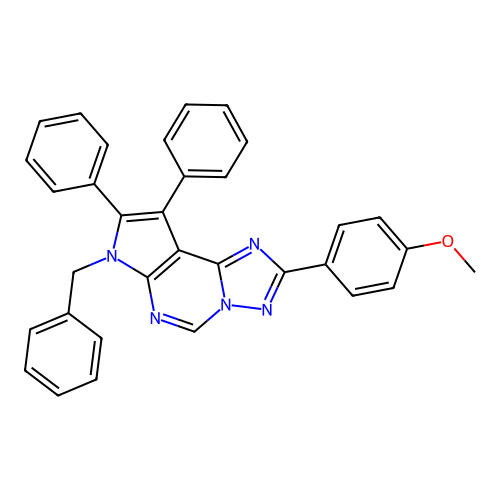 7-benzyl-2-(4-methoxyphenyl)-8,9-diphenyl-7H-pyrrolo[3,2-e][1,2,4]triazolo[1,5-c]pyrimidine structure