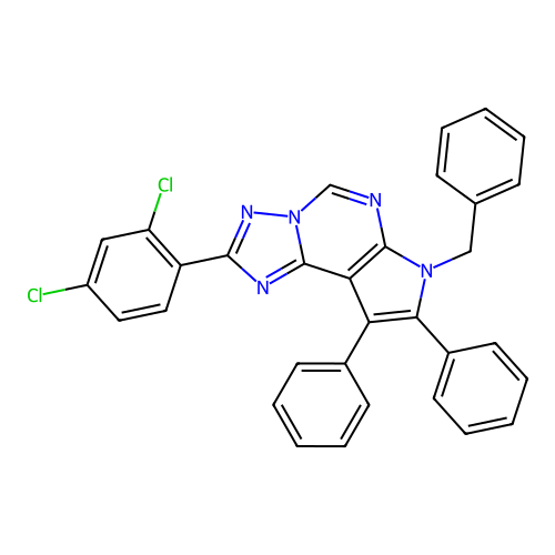 7-benzyl-2-(2,4-dichlorophenyl)-8,9-diphenyl-7H-pyrrolo[3,2-e][1,2,4]triazolo[1,5-c]pyrimidine structure