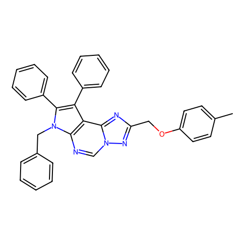 7-benzyl-2-[(4-methylphenoxy)methyl]-8,9-diphenyl-7H-pyrrolo[3,2-e][1,2,4]triazolo[1,5-c]pyrimidine structure
