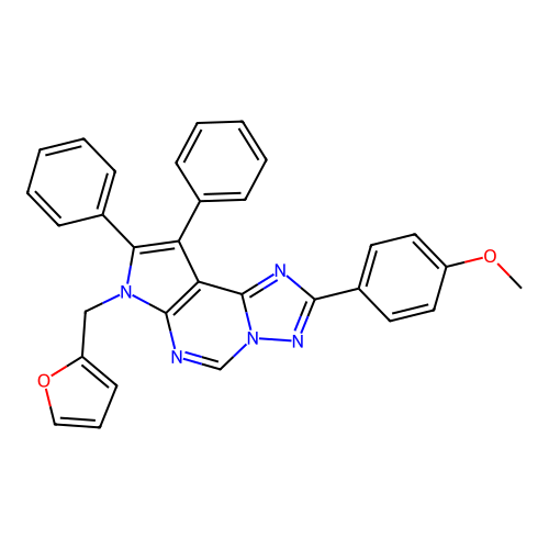 7-(furan-2-ylmethyl)-2-(4-methoxyphenyl)-8,9-diphenyl-7H-pyrrolo[3,2-e][1,2,4]triazolo[1,5-c]pyrimidine structure