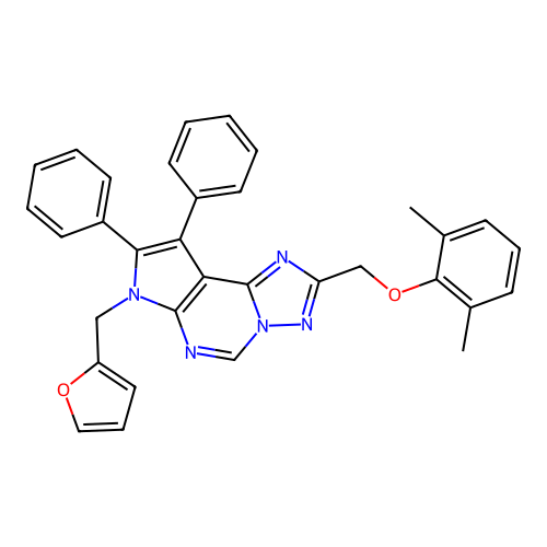2,6-DIMETHYLPHENYL {[7-(2-FURYLMETHYL)-8,9-DIPHENYL-7H-PYRROLO[3,2-E][1,2,4]TRIAZOLO[1,5-C]PYRIMIDIN-2-YL]METHYL} ETHER structure