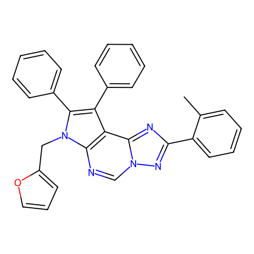 7-(2-FURYLMETHYL)-2-(2-METHYLPHENYL)-8,9-DIPHENYL-7H-PYRROLO[3,2-E][1,2,4]TRIAZOLO[1,5-C]PYRIMIDINE structure