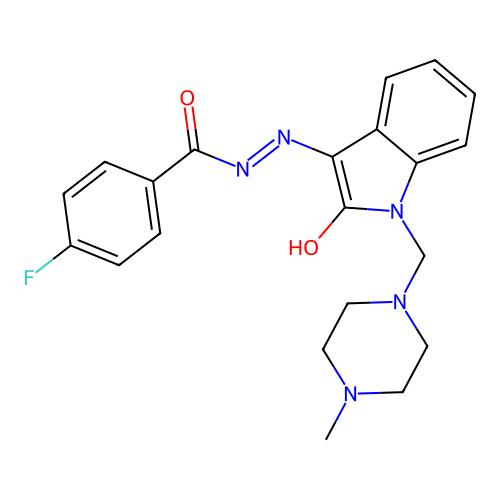 (Z)-4-fluoro-N'-(1-((4-methylpiperazin-1-yl)methyl)-2-oxoindolin-3-ylidene)benzohydrazide structure