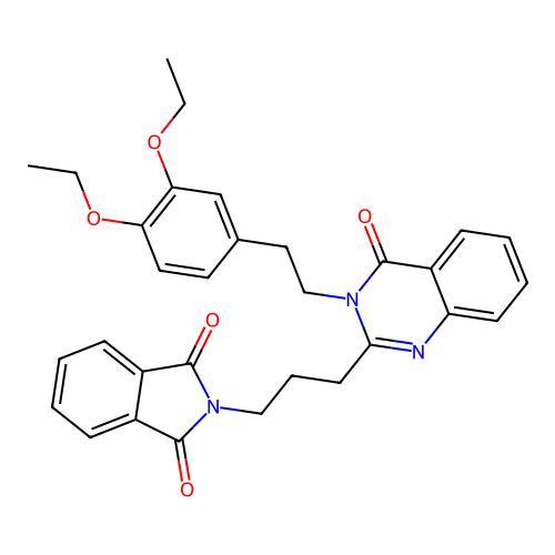 2-(3-{3-[2-(3,4-diethoxyphenyl)ethyl]-4-oxo-3,4-dihydroquinazolin-2-yl}propyl)-1H-isoindole-1,3(2H)-dione structure
