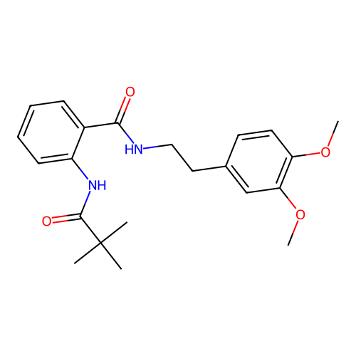 N-[2-(3,4-dimethoxyphenyl)ethyl]-2-[(2,2-dimethylpropanoyl)amino]benzamide structure