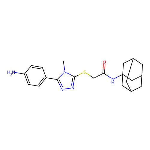 N-(1-adamantyl)-2-[[5-(4-aminophenyl)-4-methyl-1,2,4-triazol-3-yl]sulfanyl]acetamide structure