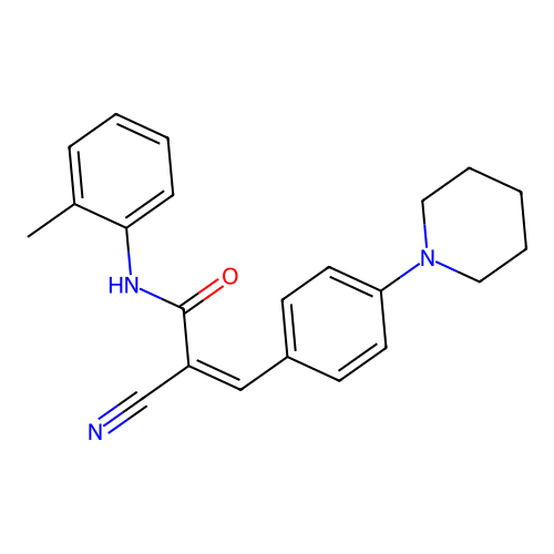 2-cyano-N-(2-methylphenyl)-3-[4-(piperidin-1-yl)phenyl]prop-2-enamide structure