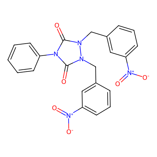 1,2-Bis(3-nitrobenzyl)-4-phenyl-1,2,4-triazolidine-3,5-dione structure
