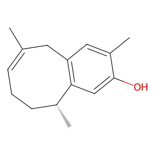 (6Z,10R)-3,6,10-trimethyl-5,8,9,10-tetrahydrobenzo[8]annulen-2-ol structure