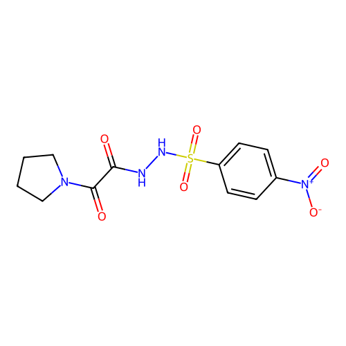 N'-[(4-nitrophenyl)sulfonyl]-2-oxo-2-(pyrrolidin-1-yl)acetohydrazide structure