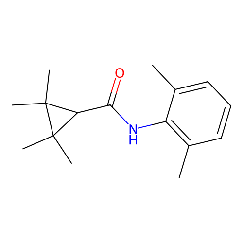 N-(2,6-dimethylphenyl)-2,2,3,3-tetramethylcyclopropanecarboxamide structure