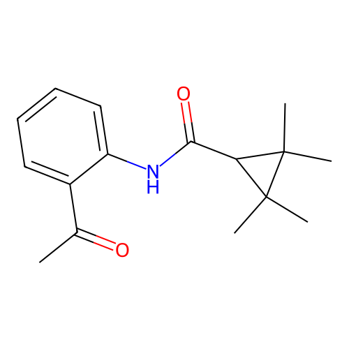 N-(2-acetylphenyl)-2,2,3,3-tetramethylcyclopropane-1-carboxamide structure