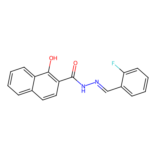 N'-[(E)-(2-fluorophenyl)methylidene]-1-hydroxynaphthalene-2-carbohydrazide structure