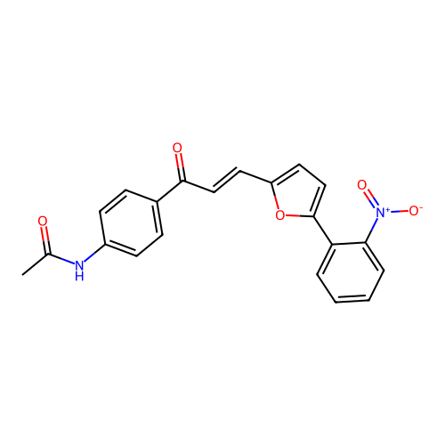 N-{4-[(2E)-3-[5-(2-Nitrophenyl)furan-2-YL]prop-2-enoyl]phenyl}acetamide structure