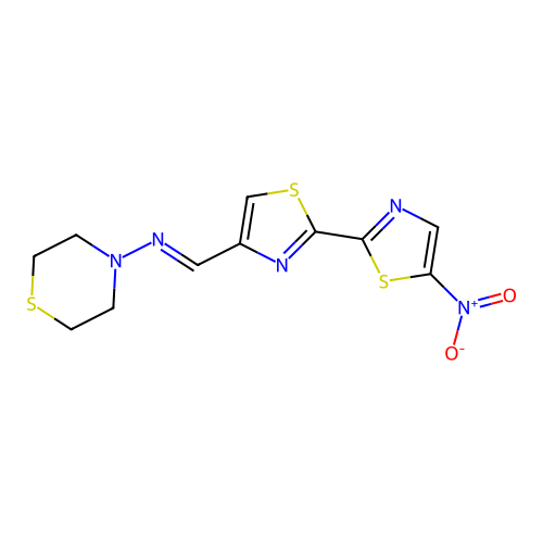 4-Thiomorpholinamine, N-((5'-nitro(2,2'-bithiazol)-4-yl)methylene)- structure