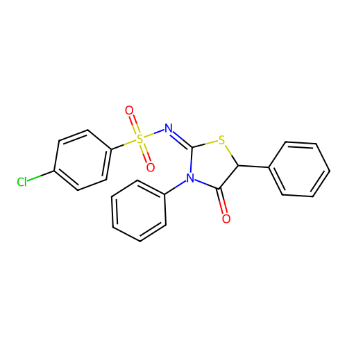 4-chloro-N-(4-oxo-3,5-diphenyl-1,3-thiazolidin-2-ylidene)benzenesulfonamide structure