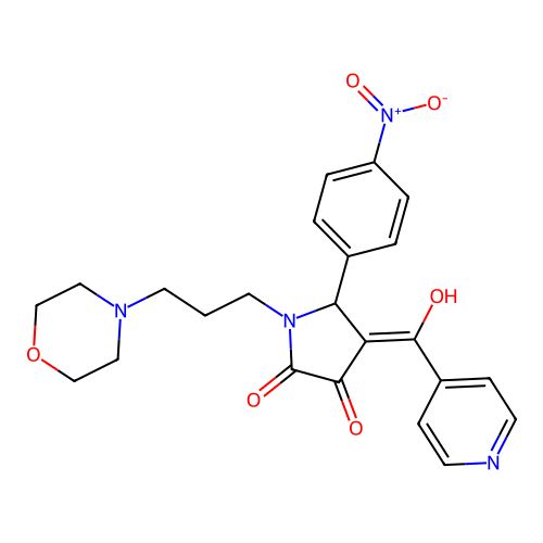 3-hydroxy-4-isonicotinoyl-1-(3-morpholinopropyl)-5-(4-nitrophenyl)-1H-pyrrol-2(5H)-one structure