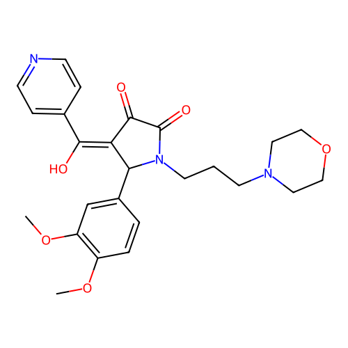 (4E)-5-(3,4-dimethoxyphenyl)-4-[hydroxy(pyridin-4-yl)methylidene]-1-(3-morpholin-4-ylpropyl)pyrrolidine-2,3-dione structure