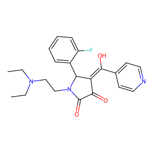 (4E)-1-(2-diethylaminoethyl)-5-(2-fluorophenyl)-4-[hydroxy(pyridin-4-yl)methylidene]pyrrolidine-2,3-dione structure