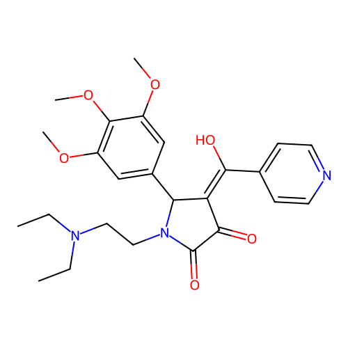 (4E)-1-(2-diethylaminoethyl)-4-[hydroxy(pyridin-4-yl)methylidene]-5-(3,4,5-trimethoxyphenyl)pyrrolidine-2,3-dione structure