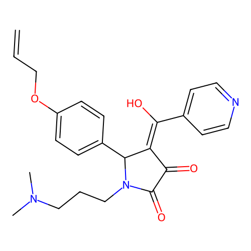 (4E)-1-[3-(dimethylamino)propyl]-4-[hydroxy(pyridin-4-yl)methylidene]-5-(4-prop-2-enoxyphenyl)pyrrolidine-2,3-dione structure