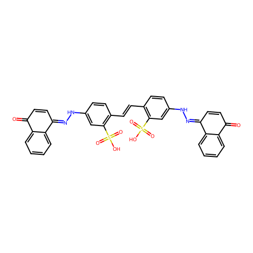 Benzenesulfonic acid, 2,2'-((E)-1,2-ethenediyl)bis(5-((4-hydroxy-1-naphthalenyl)azo)- structure