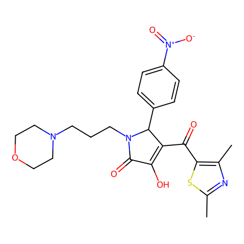 3-(2,4-dimethyl-1,3-thiazole-5-carbonyl)-4-hydroxy-1-(3-morpholin-4-ylpropyl)-2-(4-nitrophenyl)-2H-pyrrol-5-one structure