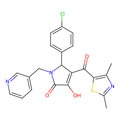 (4E)-5-(4-chlorophenyl)-4-[(2,4-dimethyl-1,3-thiazol-5-yl)(hydroxy)methylidene]-1-(pyridin-3-ylmethyl)pyrrolidine-2,3-dione structure