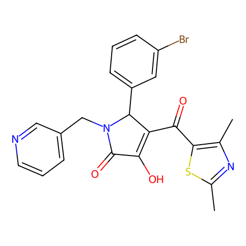 (4E)-5-(3-bromophenyl)-4-[(2,4-dimethyl-1,3-thiazol-5-yl)(hydroxy)methylidene]-1-(pyridin-3-ylmethyl)pyrrolidine-2,3-dione structure