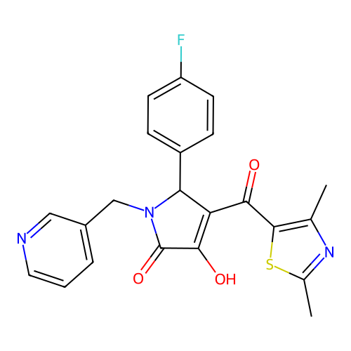 (4E)-4-[(2,4-dimethyl-1,3-thiazol-5-yl)(hydroxy)methylidene]-5-(4-fluorophenyl)-1-(pyridin-3-ylmethyl)pyrrolidine-2,3-dione structure