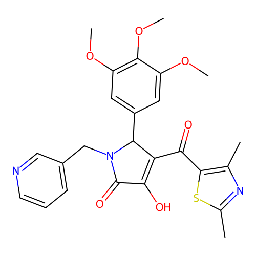 3-(2,4-dimethyl-1,3-thiazole-5-carbonyl)-4-hydroxy-1-(pyridin-3-ylmethyl)-2-(3,4,5-trimethoxyphenyl)-2H-pyrrol-5-one structure