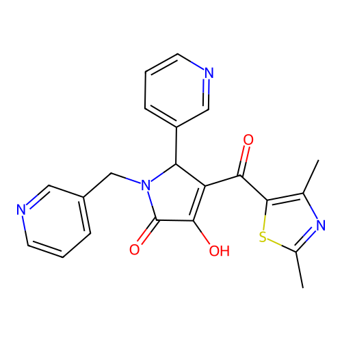 (4E)-4-[(2,4-dimethyl-1,3-thiazol-5-yl)(hydroxy)methylidene]-5-(pyridin-3-yl)-1-(pyridin-3-ylmethyl)pyrrolidine-2,3-dione structure