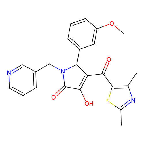 (4E)-4-[(2,4-dimethyl-1,3-thiazol-5-yl)(hydroxy)methylidene]-5-(3-methoxyphenyl)-1-(pyridin-3-ylmethyl)pyrrolidine-2,3-dione structure