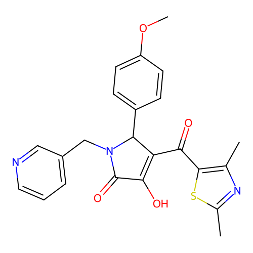 (4E)-4-[(2,4-dimethyl-1,3-thiazol-5-yl)(hydroxy)methylidene]-5-(4-methoxyphenyl)-1-(pyridin-3-ylmethyl)pyrrolidine-2,3-dione structure