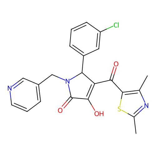 (4E)-5-(3-chlorophenyl)-4-[(2,4-dimethyl-1,3-thiazol-5-yl)(hydroxy)methylidene]-1-(pyridin-3-ylmethyl)pyrrolidine-2,3-dione structure
