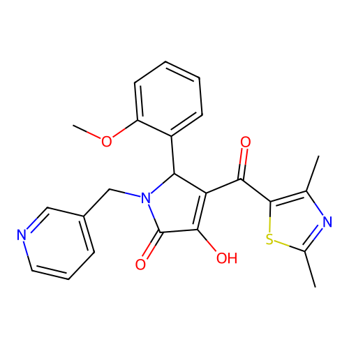 (4E)-4-[(2,4-dimethyl-1,3-thiazol-5-yl)(hydroxy)methylidene]-5-(2-methoxyphenyl)-1-(pyridin-3-ylmethyl)pyrrolidine-2,3-dione structure