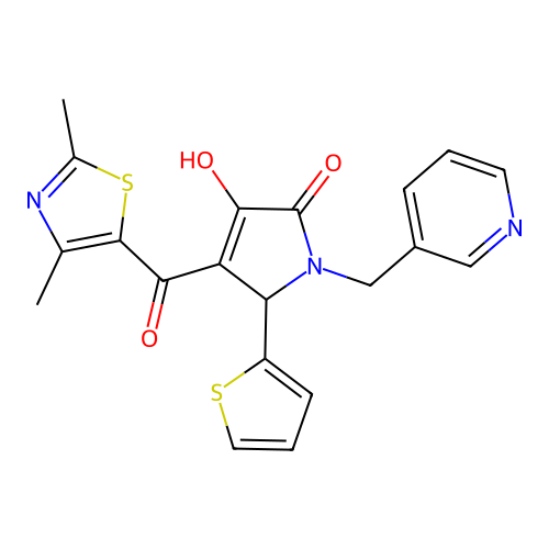 (4E)-4-[(2,4-dimethyl-1,3-thiazol-5-yl)(hydroxy)methylidene]-1-(pyridin-3-ylmethyl)-5-(thiophen-2-yl)pyrrolidine-2,3-dione structure