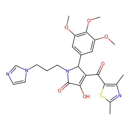 1-(3-(1H-imidazol-1-yl)propyl)-4-(2,4-dimethylthiazole-5-carbonyl)-3-hydroxy-5-(3,4,5-trimethoxyphenyl)-1H-pyrrol-2(5H)-one structure